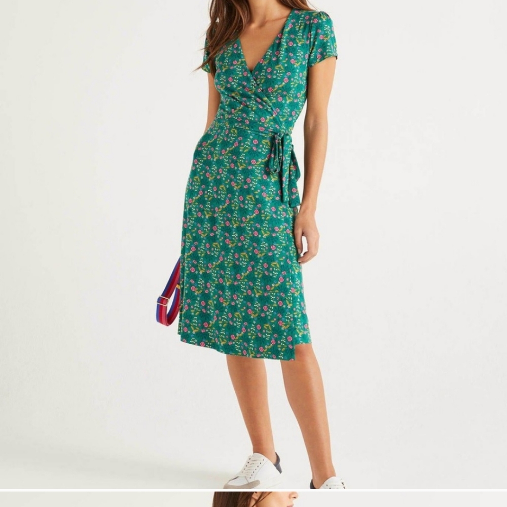 Boden Green Summer Wrap Dress Forest, Garden Charm